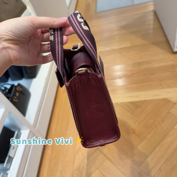 NWT Coach Smith Mini Tote Bag CCF80 pebbled leather Gold Dark wine - Picture 7 of 8